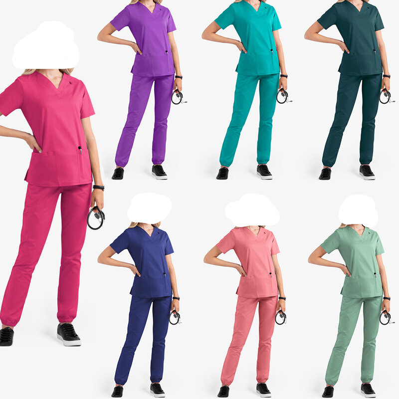 Dames Joggers Set Medische Scrubs Uniformen Korte Mouw Medisch Ziekenhuis Enfermera Accesorios Ziekenhuis Sets Scrubs Medisch