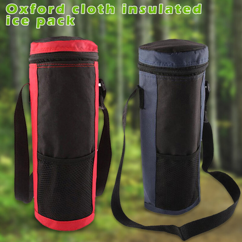 Anti-fall Water Bottle Pouch High Capacity Outdoor Hiking Insulated Cooler Bag Tote Bag Traveling Water Bottle Bag