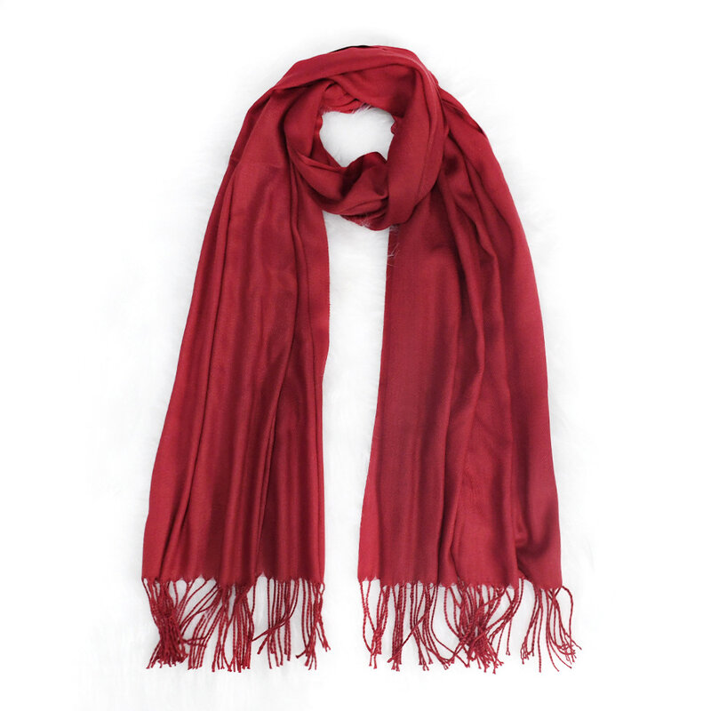 Однотонный женский модный осенний и зимний теплый шейный шарф, шаль, имитация кашемира, шарф с бахромой 2024