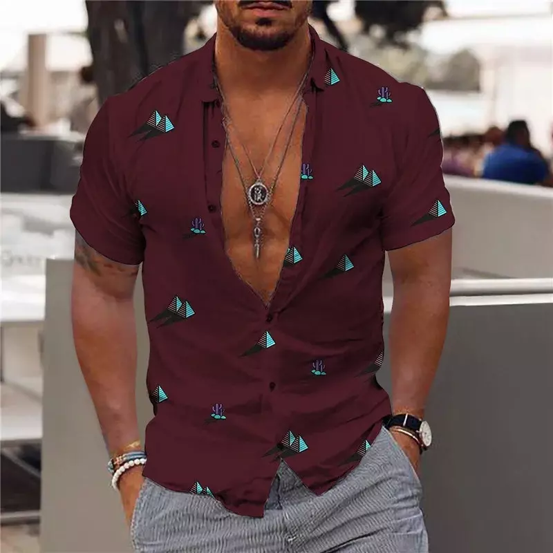 2023 Spring Summer Hot Sale New Comfortable Soft Plus Size Men's Short Sleeve Shirt Fashion Pattern HD Printing Casual Tops