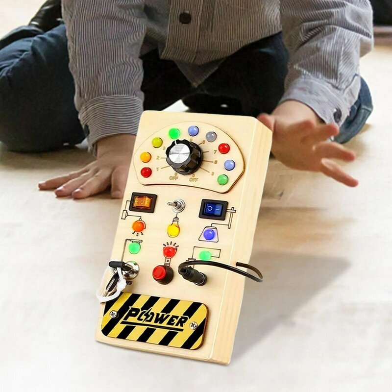 Interruttore luci occupato bordo portatile giocattolo per lo sviluppo LED tavola sensoriale in legno per bambini bambini bambini ragazzi in età prescolare