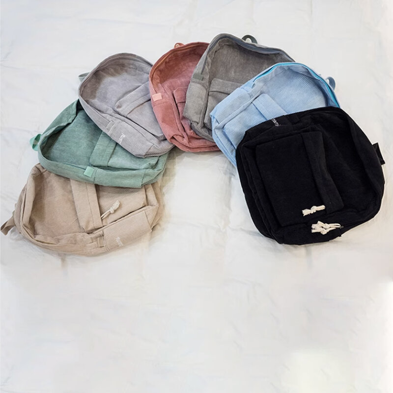 Fashion Backpack Corduroy Women Backpacks For Teenager Girls Student School Bag Rucksack Striped Female Shoulder Travel Bags