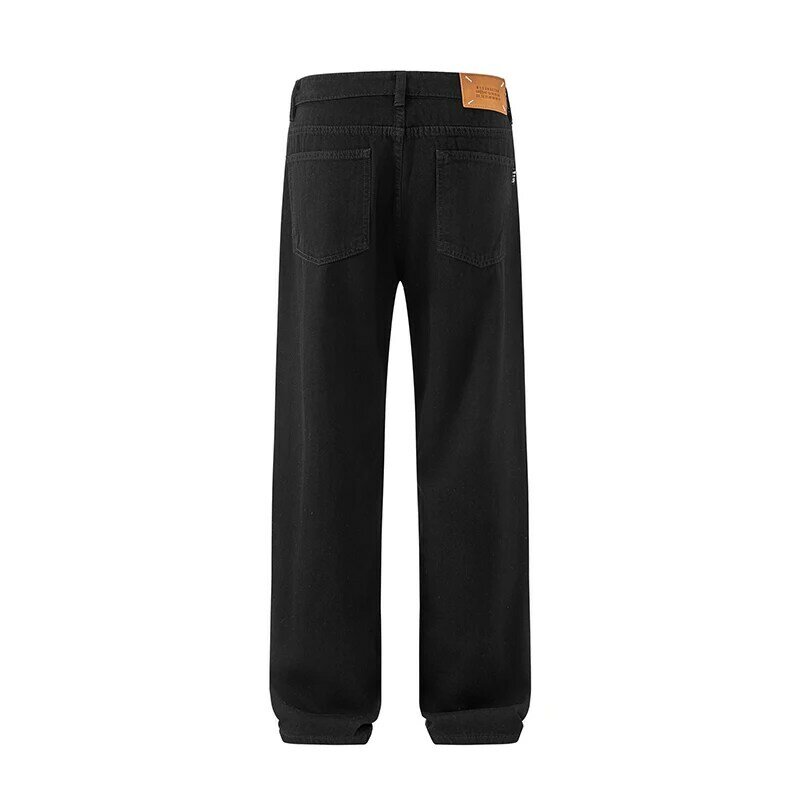 2024 nowe spersonalizowane dżinsy bandażowe American Tide męskie luźne proste męskie modne spodnie dżinsowe modele męskie