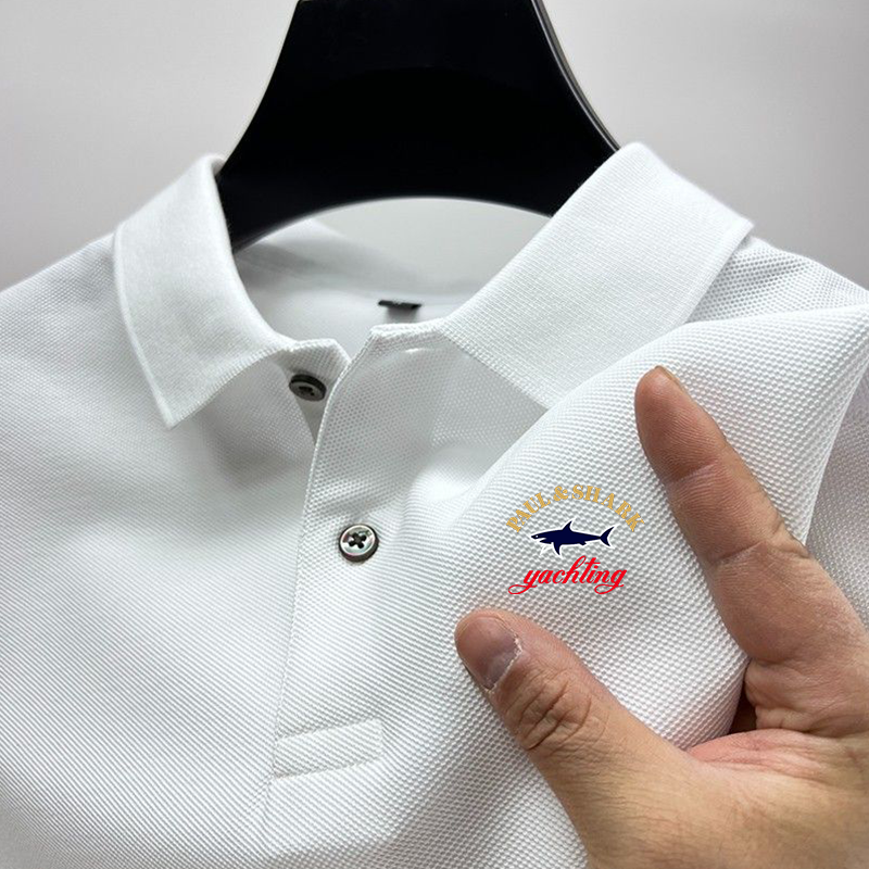 Polo décontracté à manches courtes pour hommes, chemise d'affaires en fibre de polyester, été, nouveau