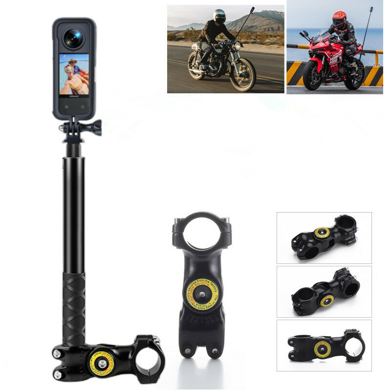 for Insta360 X3 X4 Motorcycle Bicycle Bracket with Invisible Selfie Stick for GoPro Hero12 11 10 DJI Action Cameras Accessories