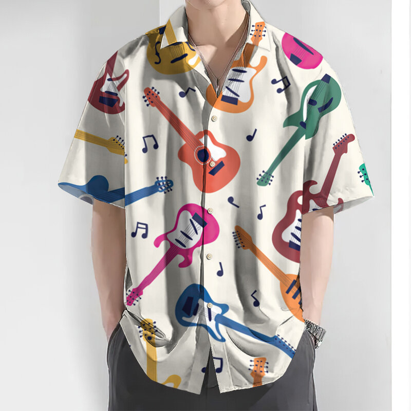 Camisa de música 3d para hombre, camiseta de manga corta, ropa de actuación callejera, ropa suelta de talla grande