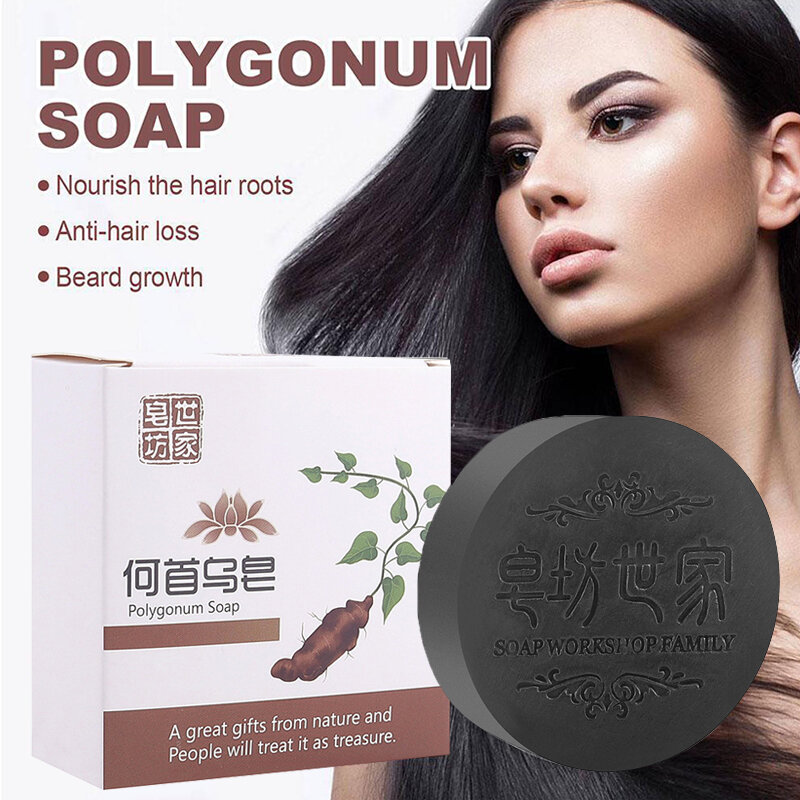 Fördert das Haar wachstum verhindert Haarausfall Polygonum Seife ätherische Öl Seifen Multiflora Shampoo Riegel Shampoo Seife Haarpflege шампунь
