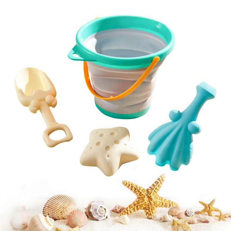 Foldable Silicone Beach Bucket para crianças, brinquedos, brinquedos de areia, cores brilhantes, quintal, praia, jardim, jogar