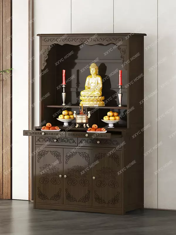 Moderne Eenvoudige Huis Boeddha Heiligdom Nieuwe Chinese Stijl Kledingkast Bodhisattva God Van Rijkdom Kabinet Aanbidding