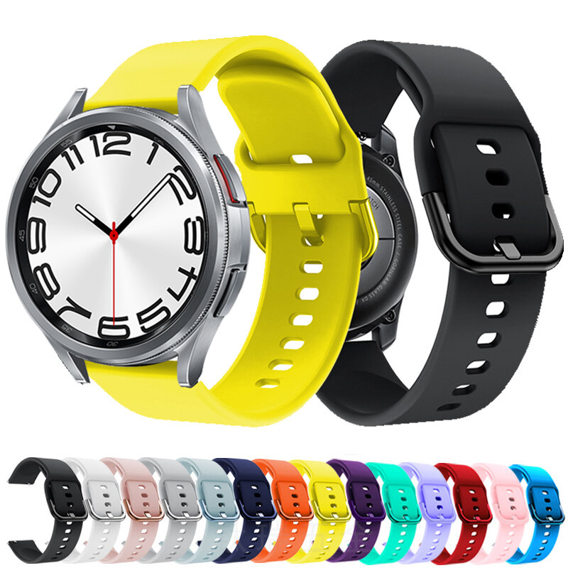 Pulseira de silicone para relógio Samsung Galaxy, pulseira esportiva clássica, pulseira de relógio, 4 5, 40mm, 44mm, 6, 43mm, 47mm