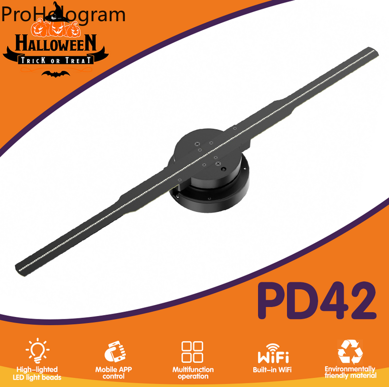 PD42 3D kipas proyektor Hologram, tampilan Wifi Logo iklan bisnis lampu holografis pisau kipas dapat diganti