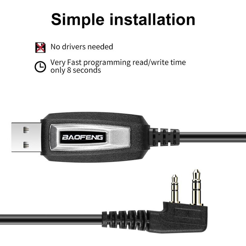 Kabel pemrograman USB tahan air dengan Firmware driver untuk BAOFENG UV5R/888s kabel konektor Walkie Talkie