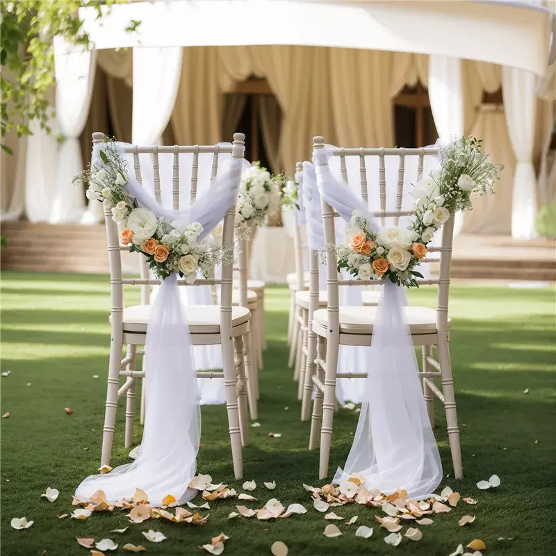 12 buah seperti ikat pinggang kursi sifon dekorasi kursi pernikahan 17x250cm untuk dekorasi lorong pernikahan pesta acara perjamuan Baby Shower
