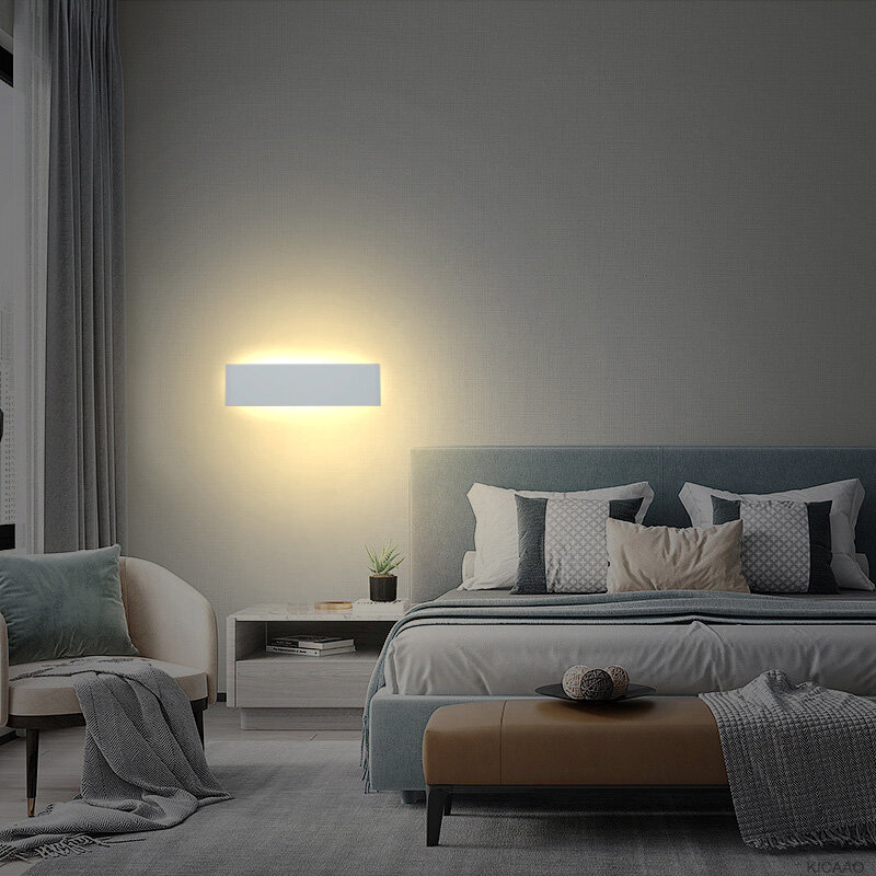 Lampu dinding dalam ruangan LED Modern, lampu pencahayaan dekorasi ruang tamu kamar tidur dekorasi rumah lampu dinding hangat 12W