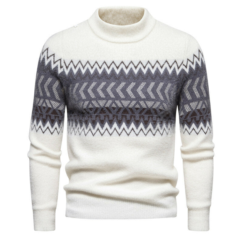 Sweater lengan panjang pria, Sweater bulu imitasi lembut dan nyaman kasual musim gugur dan musim dingin