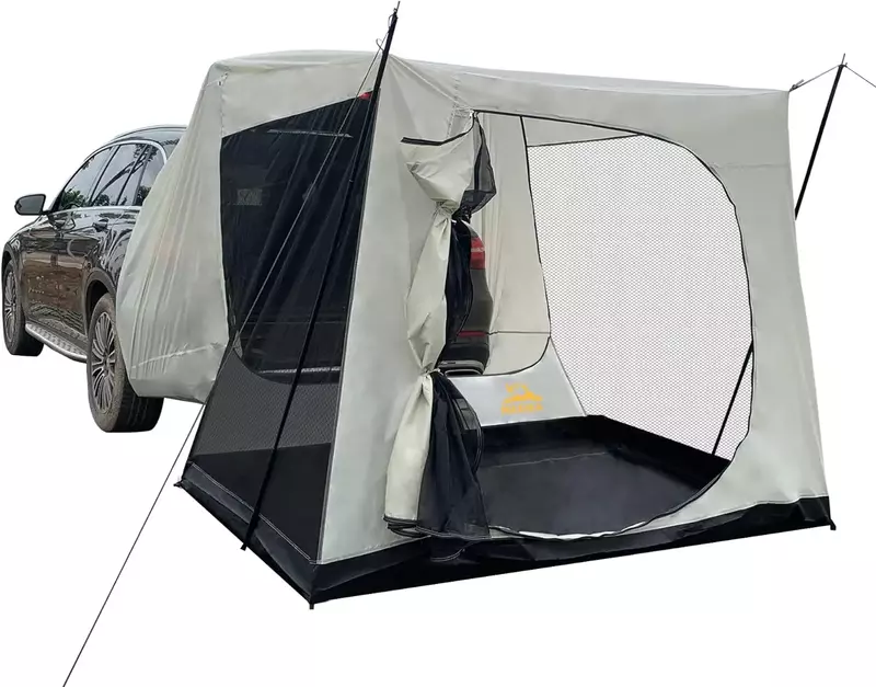 자동차 스크린 텐트 범용 SUV 뒷문 그물 룸, 해치백 밴 바닥 포함, 막대 및 로프 필요, 포함되지 않음