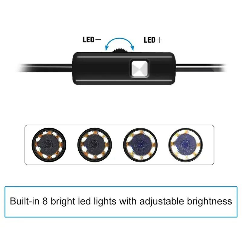 Câmera impermeável do endoscópio para carros do iPhone, 8 LEDs Borescope, Inspeção do motor do automóvel