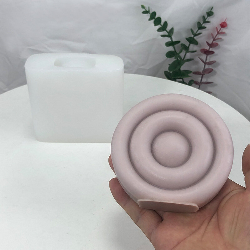 Molde de vela de silicona Circular geométrico, juego de moldes perfumados redondos, aromaterapia 3d, pastelería de panadería, molde de yeso de resina, regalo
