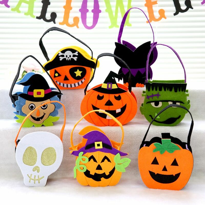 Adorno portátil con asa para decoración de Halloween, bolsa de regalo no tejida para dulces, Festival