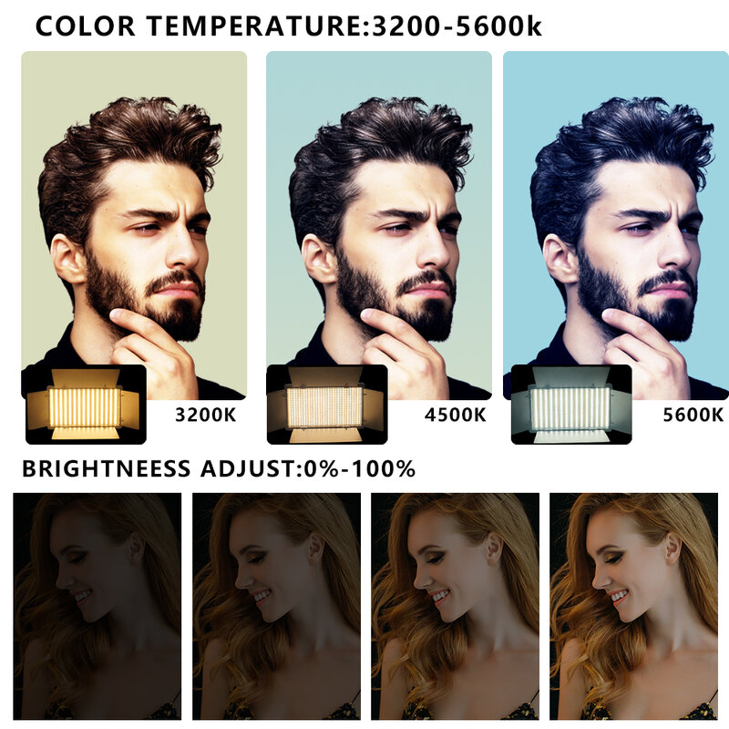 Nagnahz U800 + Led Video Licht Fotostudio Lamp Bi-Color 2500K-8500K Dimbaar Met Statiefstand Afstandsbediening Voor Video-Opname Para
