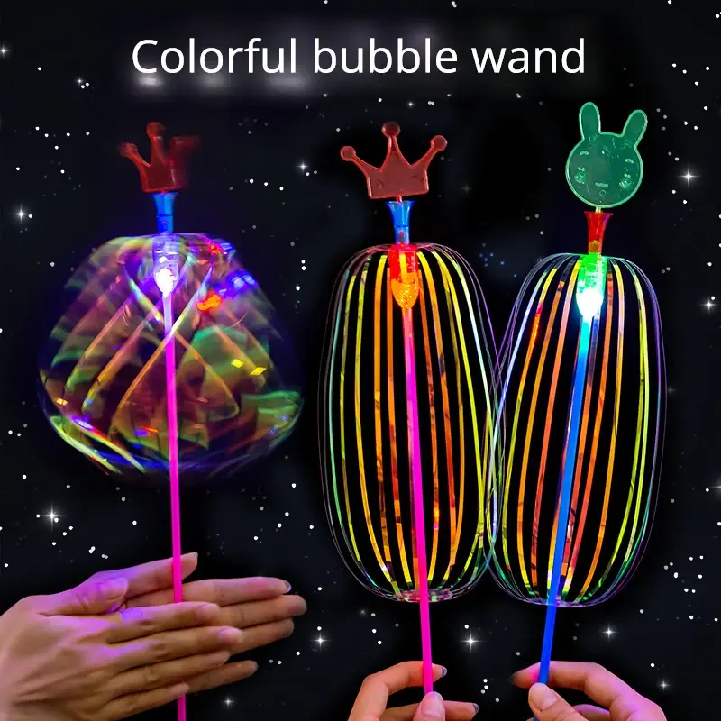 1 szt. Tęczowa magiczna różdżka LED bąbelkowa kolorowa świecąca różdżka światła zabawka na kijku specjalna latarka świecąca zabawa dla dzieci