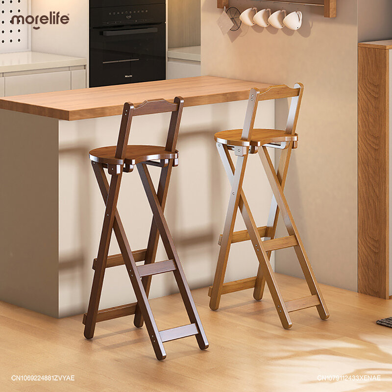 Bangku meja kursi Bar lipat rumah, kursi sandaran kasir restoran kafe Jepang kaki tinggi dapur sederhana Modern