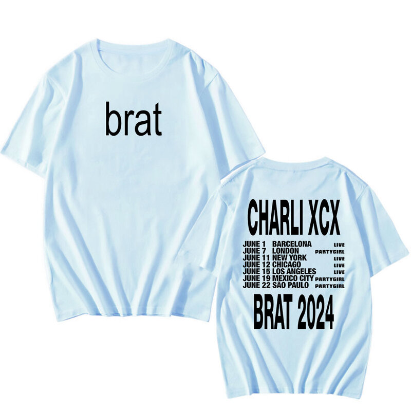 Charli xcx BRAT 2024เสื้อยืดอัลบั้มย้อนยุคสำหรับผู้ชาย/ผู้หญิงเสื้อผ้าแนวสตรีทแบบลำลองเสื้อยืดยูนิเซ็กส์สำหรับฤดูร้อนเสื้อยืดแขนสั้นเสื้อยืดฮาราจูกุ