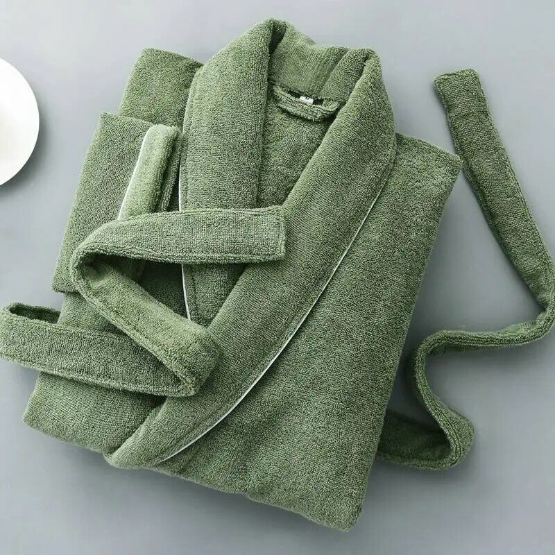 Bawełniany szlafrok dla mężczyzn i kobiet, chłonna koszula nocna, pięciogwiazdkowy ręcznik, duży rozmiar, wiosna, jesień, zima