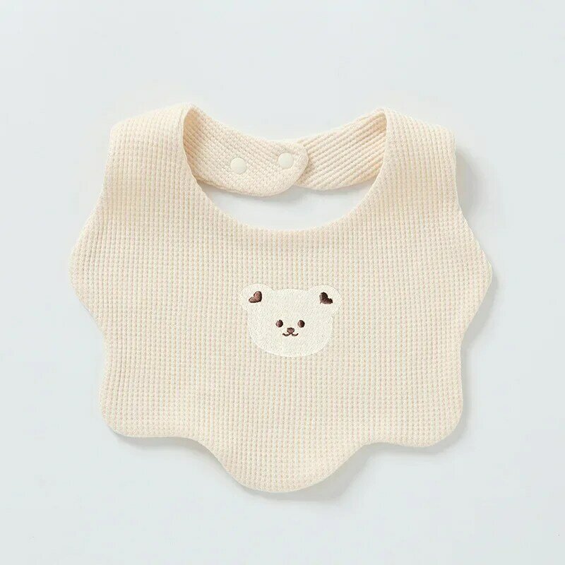 Colorido urso bordado padrão bebê babador, algodão macio, alimentação Drool, Neonate Saliva Toalha, Anti Emetic Milk Boy and Girl Infants