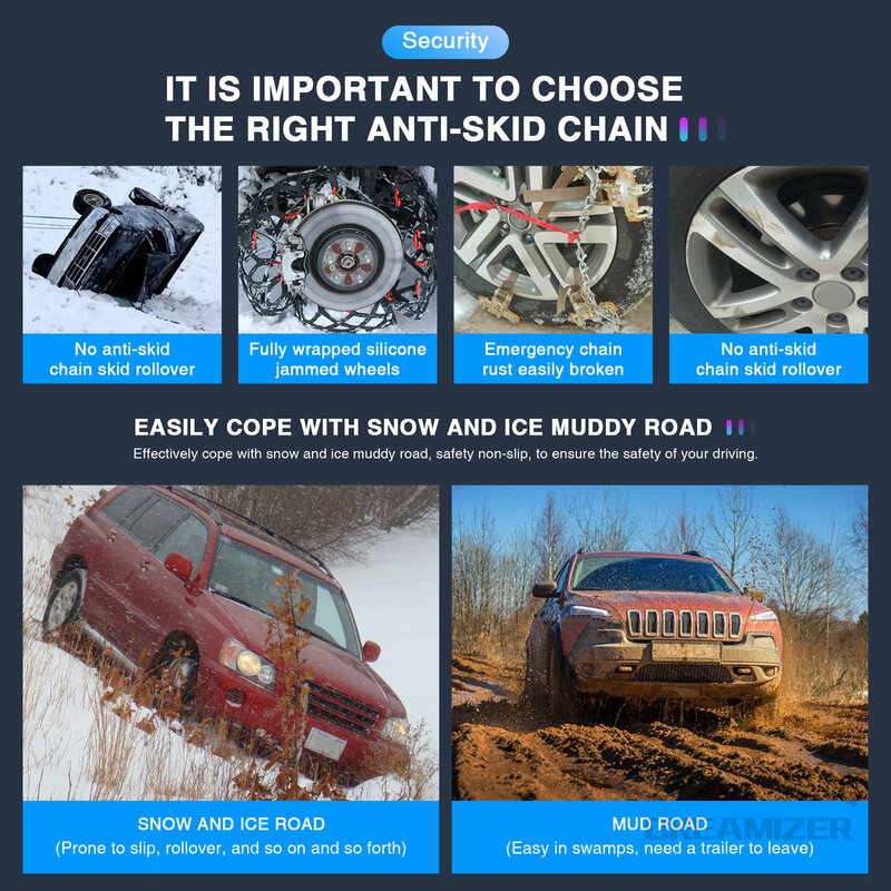 10Pcs โซ่ลุยหิมะรถ Anti-Skid ยาง Ice โซ่ Fit สำหรับรถยนต์ SUV/รถบรรทุก Universal Anti-Skid อุปกรณ์หิมะ Escape