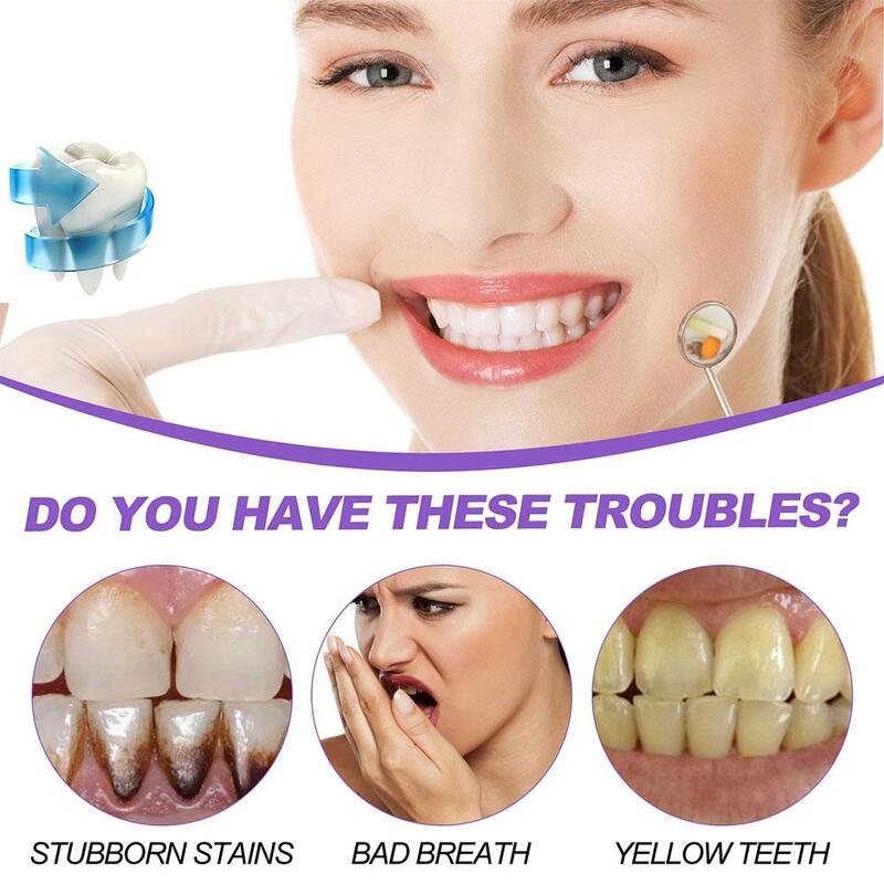 V34 معجون أسنان موس بنفسجي ، تنظيف الأسنان ، تبييض ، إزالة ، الأسنان الصفراء ، بقع الفم ، النظافة ، U9W3 ، 30 مللي