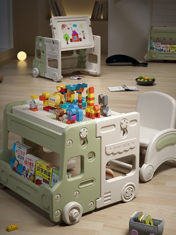 赤ちゃんと幼児のための多機能テーブルと椅子,ビルディングブロック,教育ゲーム,スケッチパッドパズル,折りたたみ式,3歳のおもちゃ