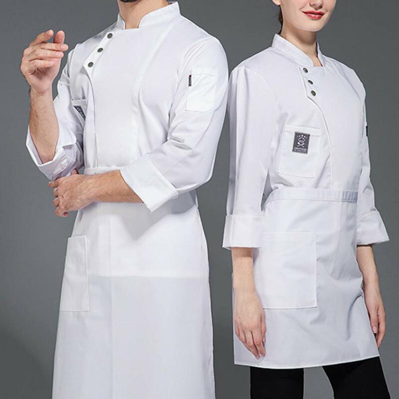 Ademende Chef-Kok Uniform Stijlvol Chef-Kok Uniform Met Opstaande Kraag Ontwerp Met Dubbele Rij Knopen Voor Bakkerij Koffiehuismedewerkers Voor Mannen