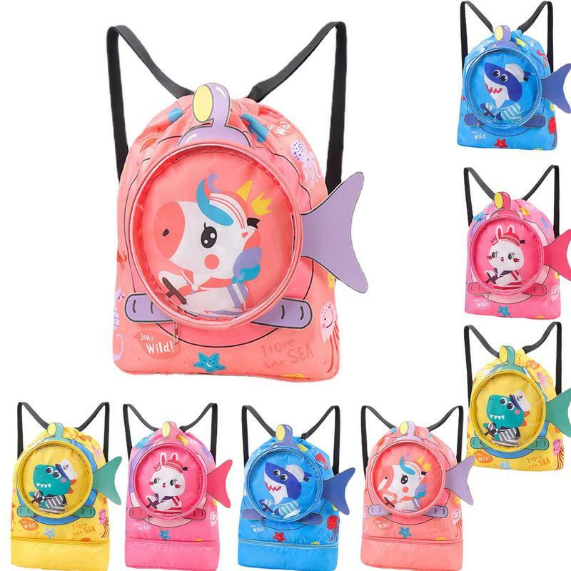 Children's Swimming Bag Cute Animals Beach Backpack For Kids Swimming Bag Girls Beach Pool Swim Wet And Dry Backpack For Outdoor