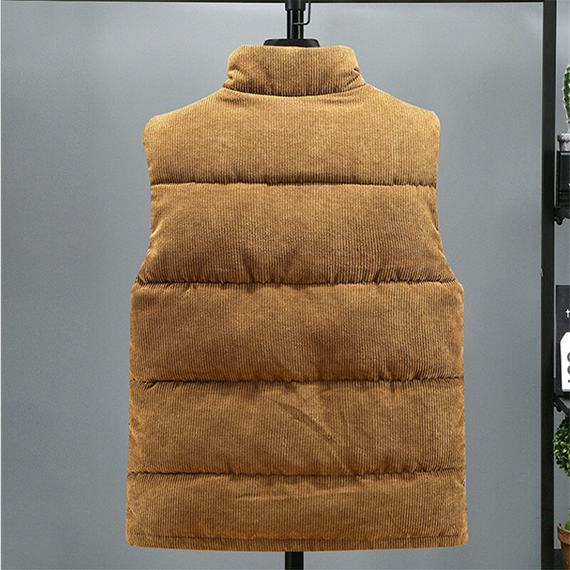 2024 nowa kamizelka kurtka męska jesienno-zimowa ciepła bezrękawnik z kołnierzem wyściełana kamizelka sztruksowa odzież do pracy odzież męska 5XL