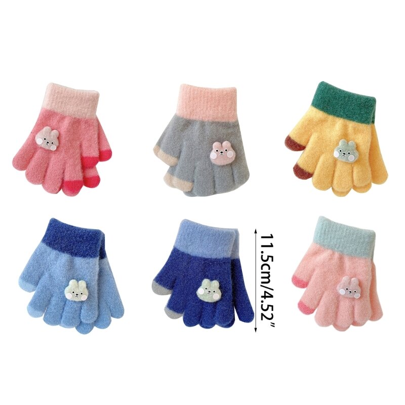 Infant Knitted Thickened Warm Gloves Full Finger Mittens Windproof Winter Mittens for 0~3 Years Old Baby Girls Boys