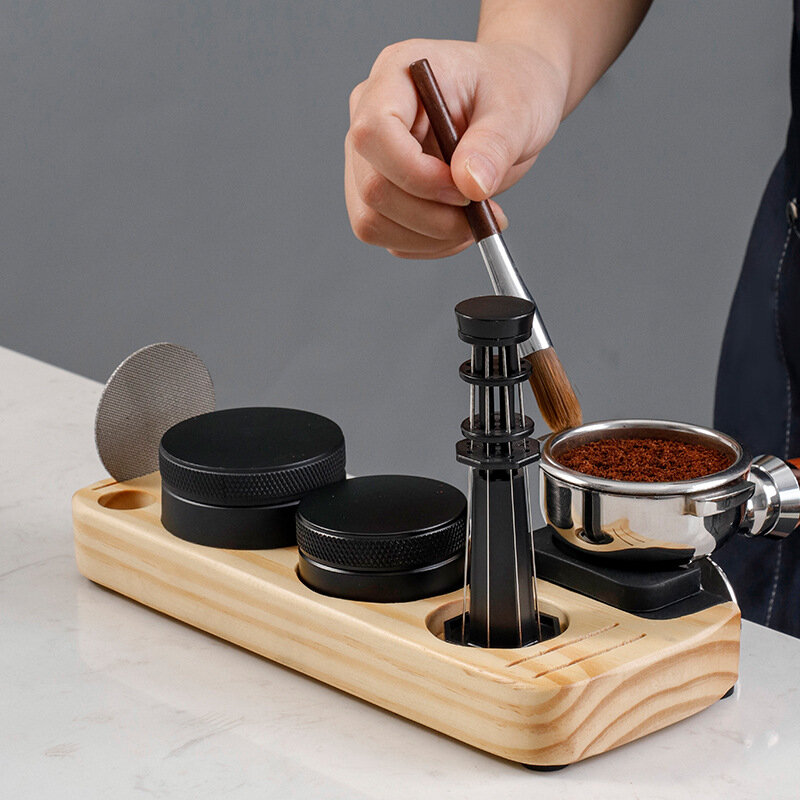 Tamping Mat Coffee Accessories Wooden Stand for Coffee Tamper Base Barista Cafe Accessories Tamp Station Holder Support Wood Bar