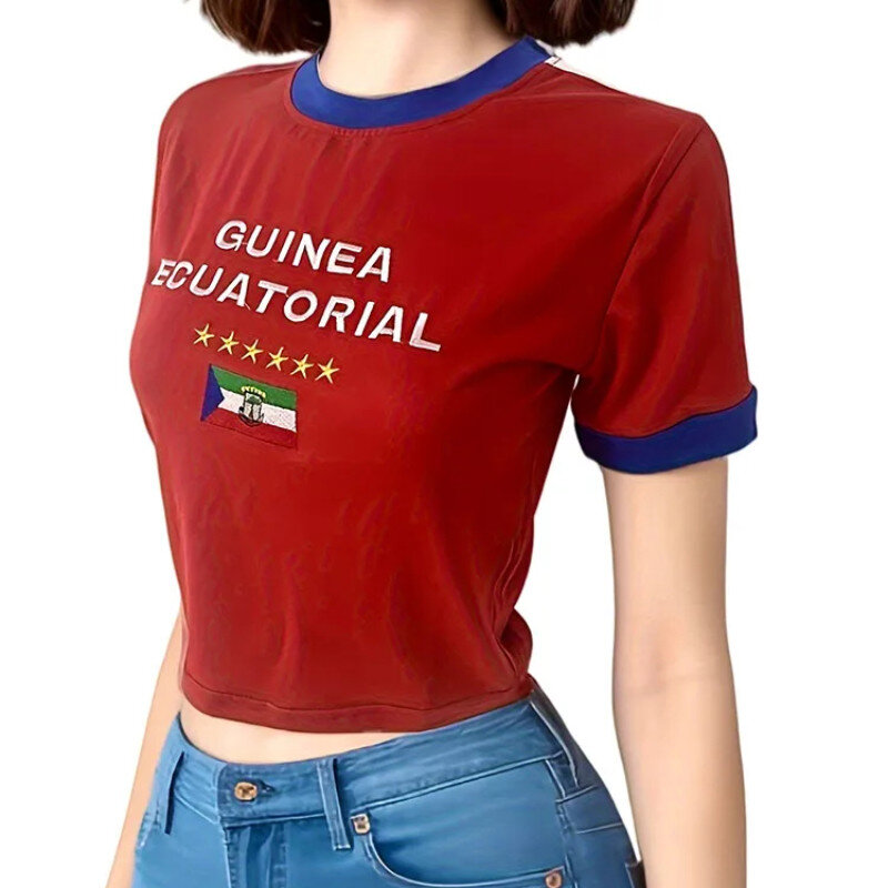 Camisetas góticas de deportes y ocio con letras impresas, camisetas de verano punk Y2K con corte fino, camisetas de fútbol callejero para mujeres