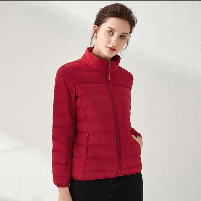 MRMT 2024 Новая женская бесшовная тонкая пуховая куртка, Легкая короткая уличная спортивная куртка большого размера с воротником-стойкой