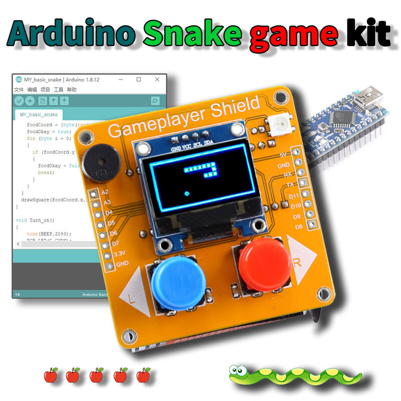 Snake Game Console Kit Voor Arduino Diy Kit Starterkit Voor Uno School Education Lab Steel Steel Teaching