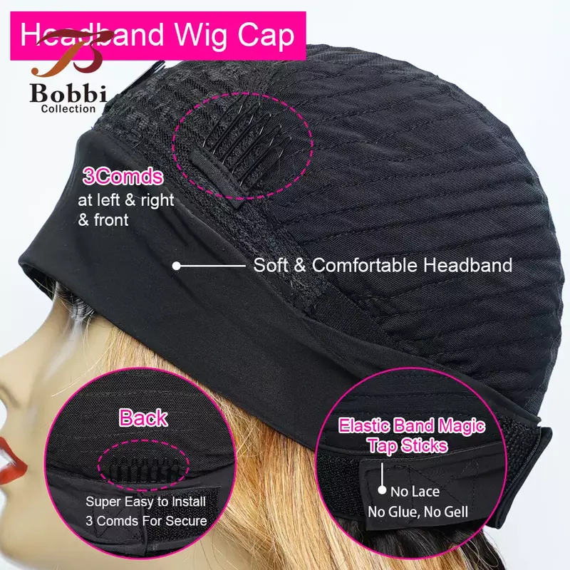 Evidenzia la parrucca della fascia parrucca Glueless dei capelli umani per le donne pronta da indossare parrucca piena fatta a macchina ondulata riccia Bobbi