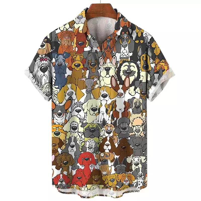 Camisa hawaiana de gran tamaño para hombre, estampado Floral de dibujos animados, gato, pájaro, ropa de Graffiti Social, Harajuku Vintage, nuevo verano