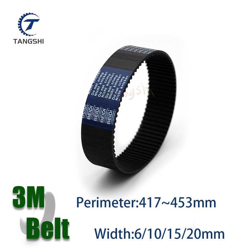HTD 3M Rubber Closed Loop Timing belt width 6/10/15/20mm belt Pitch length 417/420/423/426/429/432/435/438/441/444/447/450/453mm