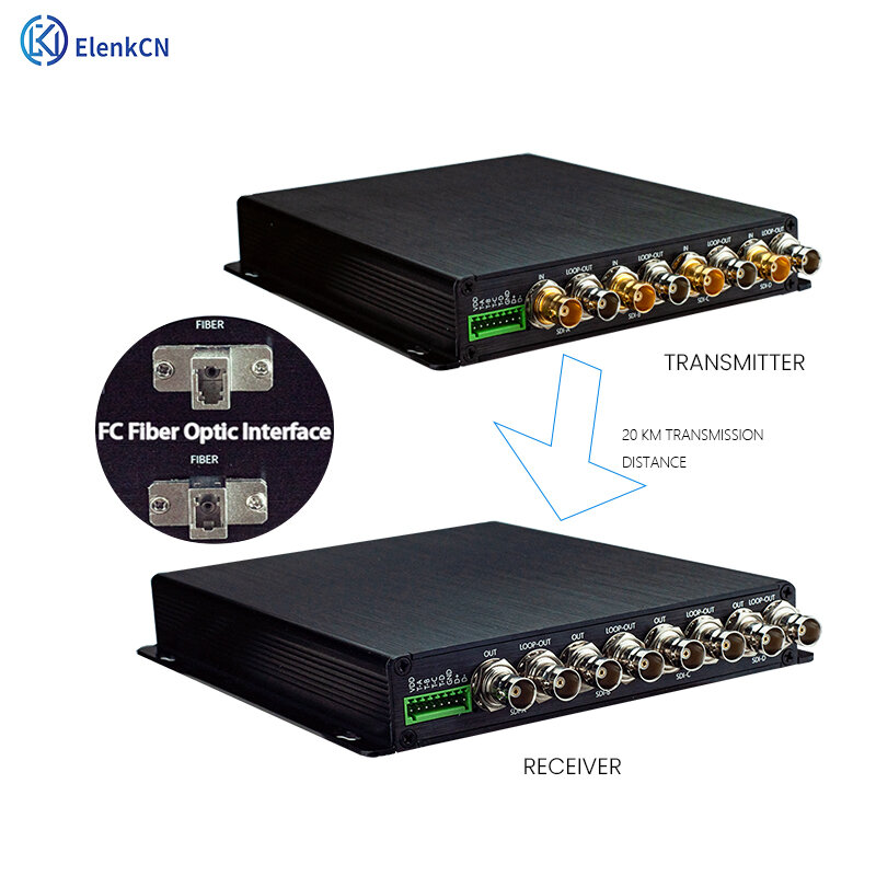 Conversor de Micro Fibra para Uso Multi-Media, 1 Par Serial para Fibra, 1000Mbp, Extensão FC, 3GHD, SDI
