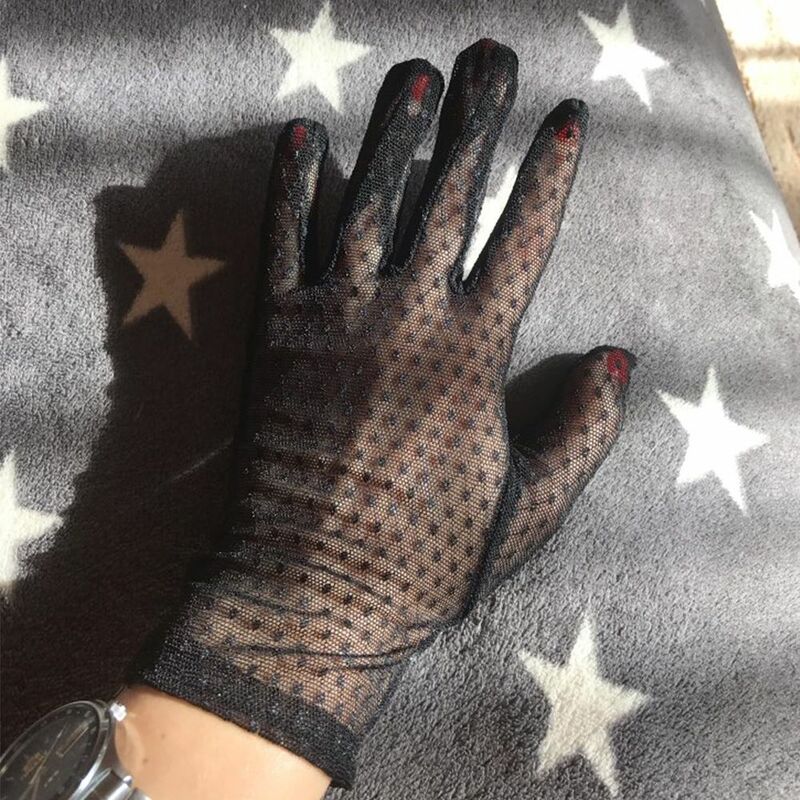Damskie koronkowe rękawiczki z siatką kratownica krótkie rękawiczki rękawiczki rękawiczki do jazdy rękawiczki damskie