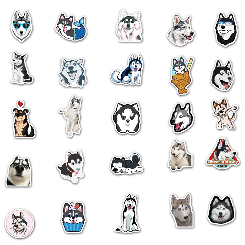 50 Stuks Leuke Hond Husky Bagage Stickers Skateboard Gitaar Mobiele Notebook Koelkast Decoratieve Stickers