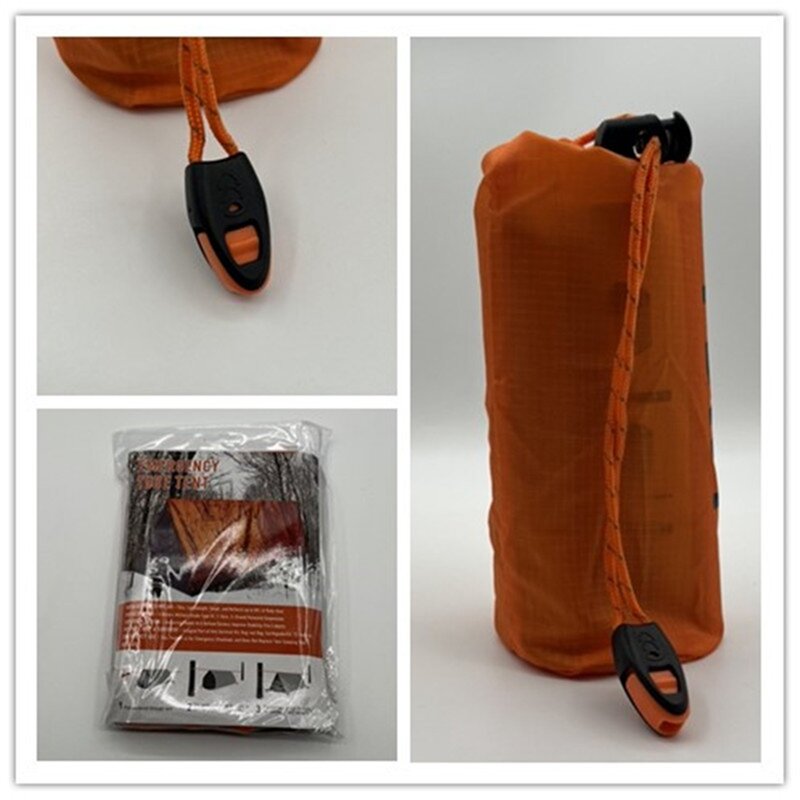 Carpa de tubo de refugio para 2 personas, carpa de tubo de emergencia PE con bolsa de tela Paracord para senderismo, Camping y exteriores, 95x59 pulgadas