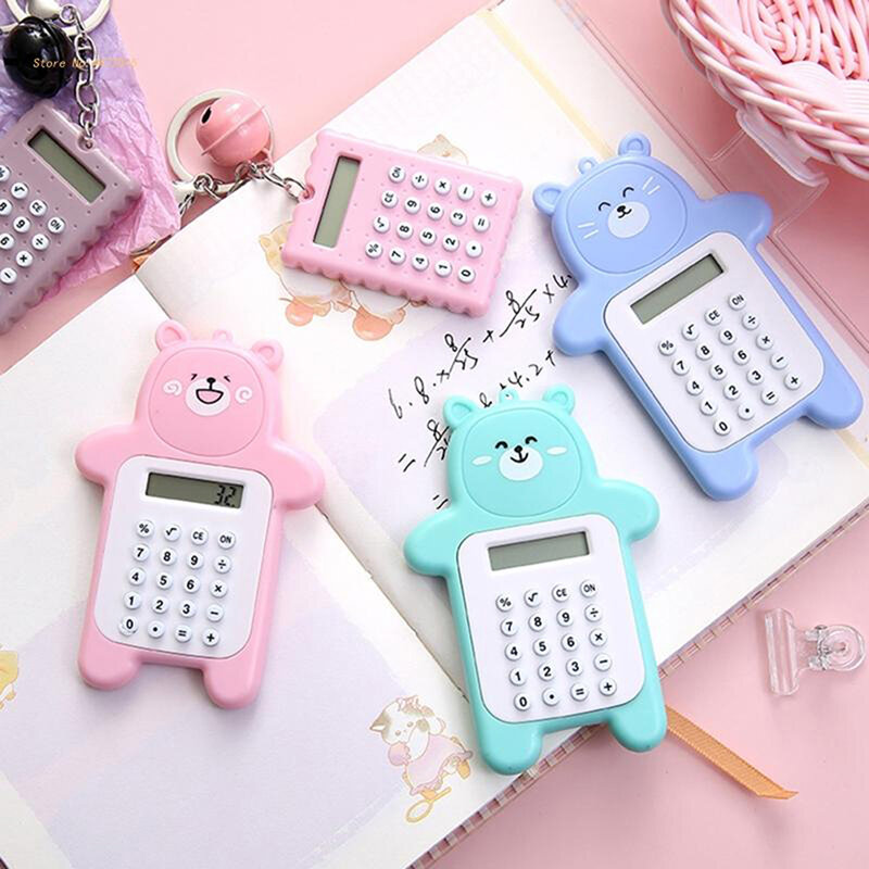 Мультяшный милый медведь калькулятор корейская мода мини портативный маленький калькулятор портативный ученический компьютер детский подарок