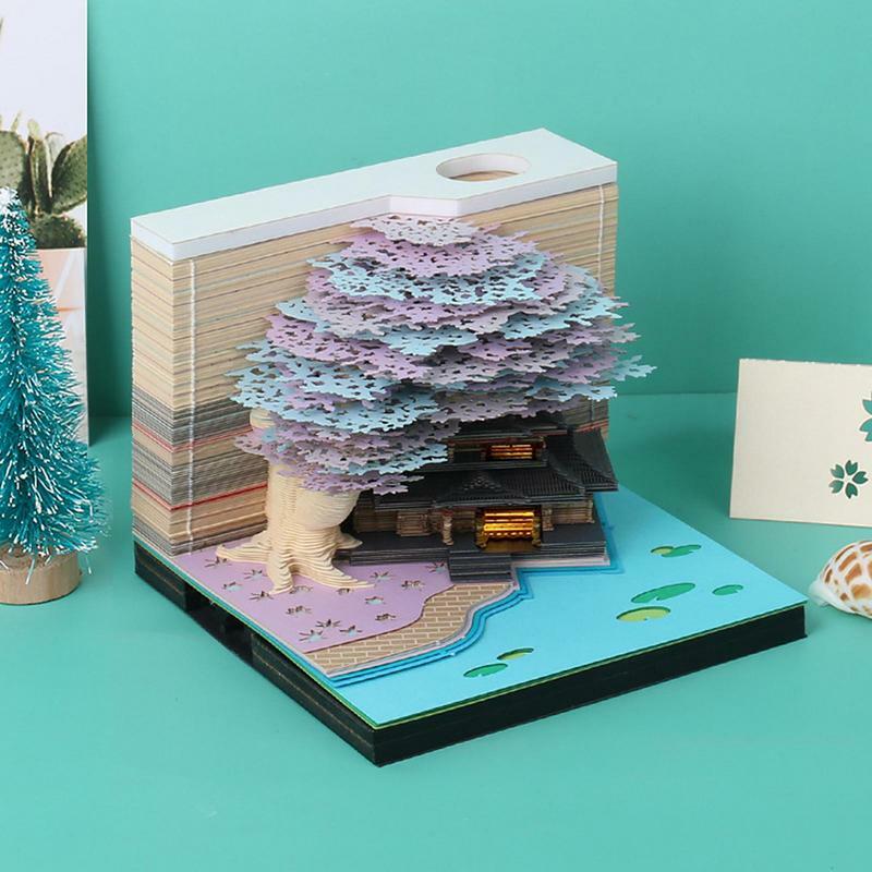 3D Schreibtisch Kalender Memo Pad Tisch Zeitstück schöne Beleuchtung kreative Desktop-Dekoration für Valentinstag Weihnachten Thanksgiving