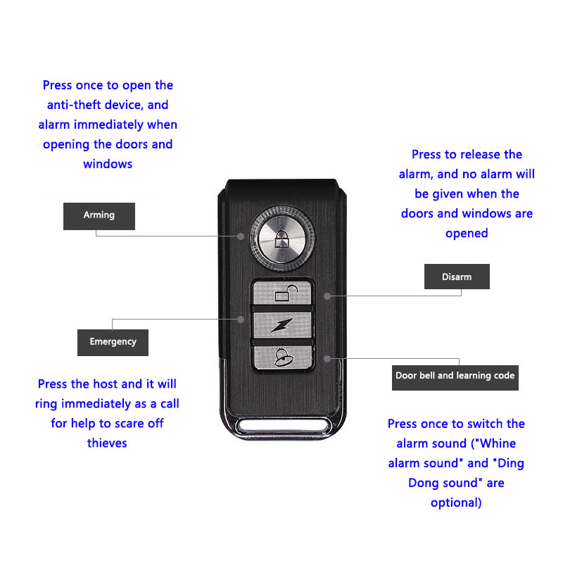 Security Anti Lost Remote Control Door Window Vibration Detector Wireless Motorcycle Electric Bicycle Car Bike Alarm Sensor
